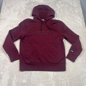 American Eagle AE Hoodie Mens Medium‎ Burgundy Pullover Activewear Sweatshirt